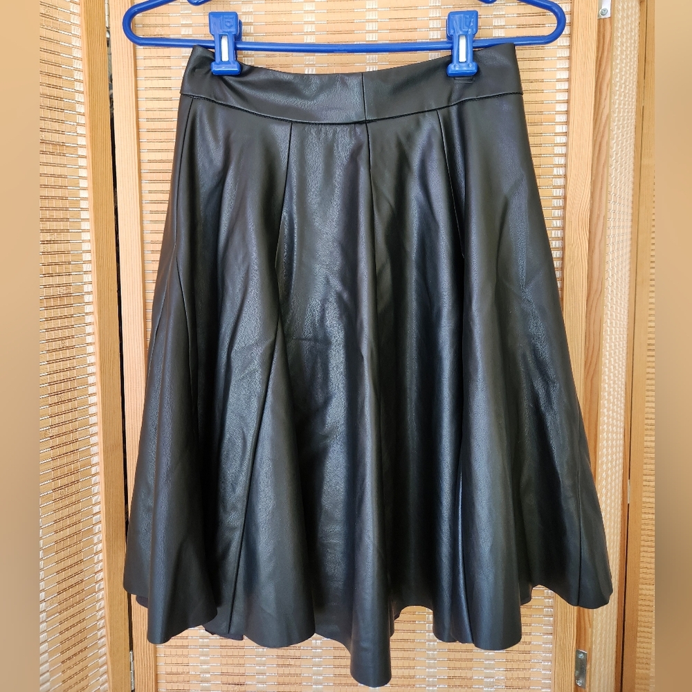 Banana Republic Black Faux Leather Circle Skirt